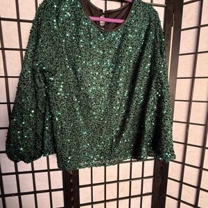 Sparkling Green Sequin Blouse